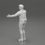 young man standing and explaining with hands - Only-Games