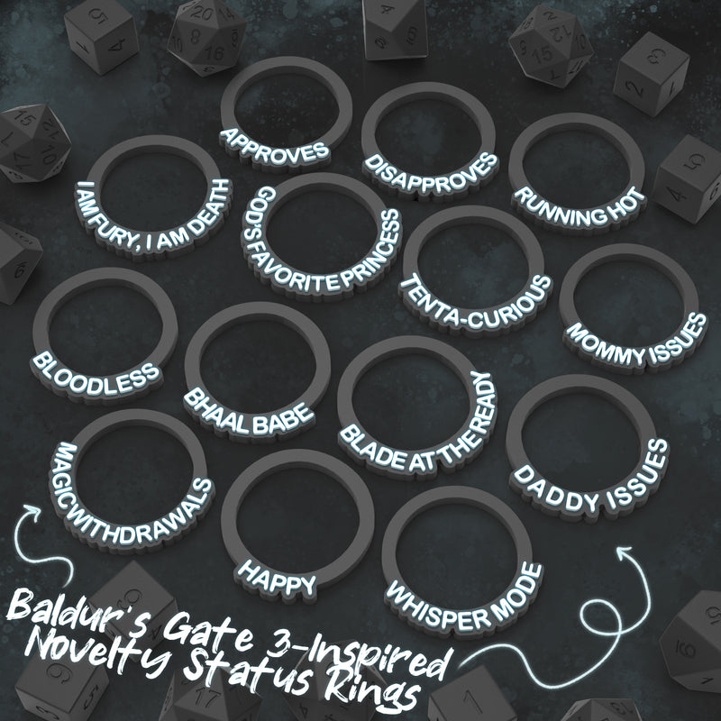 Baldur's Gate 3-Inspired Novelty Status Rings