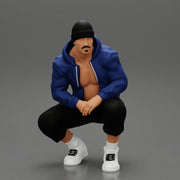 gangster sitting in hat and open jacket and short - Only-Games