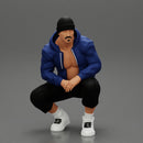 gangster sitting in hat and open jacket and short - Only-Games