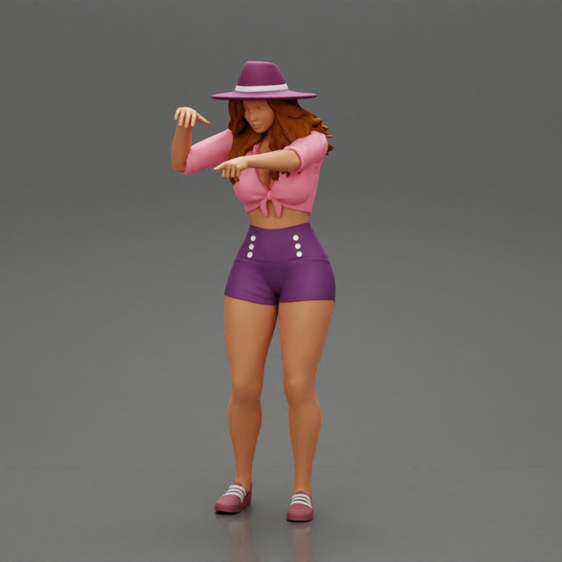 Travel woman in hat and short pointing her next destination using world map - Only-Games