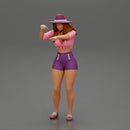 Travel woman in hat and short pointing her next destination using world map - Only-Games