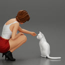 Beautiful girl Sit Near Her Cat - Only-Games