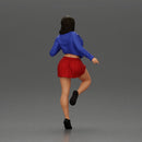 Confident Woman Strikes Dynamic Pose in mini jacket and mini skirt - Only-Games