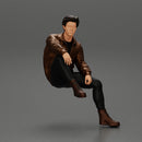 Handsome Young Man in Leather Jacket Looking Away while Sitting - Only-Games