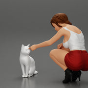 Beautiful girl Sit Near Her Cat - Only-Games