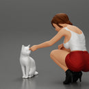 Beautiful girl Sit Near Her Cat - Only-Games