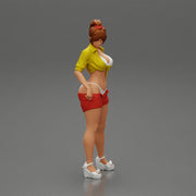 Sexy woman in bra and mini shirt undressing her shorts - Only-Games