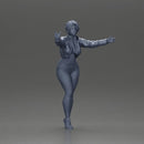 Confident woman in red jacket white leggings striking a pose - Only-Games