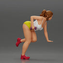 Fitness girl in the gym training with a single-arm dumbbell row - Only-Games