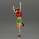 Happy girl in Mini shirt and tennis cap Standing on One Leg - Only-Games