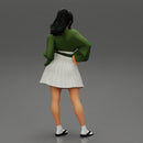Asian Girl with Nice Outfit Short Skirt and Long Sleeve Shirt - Only-Games