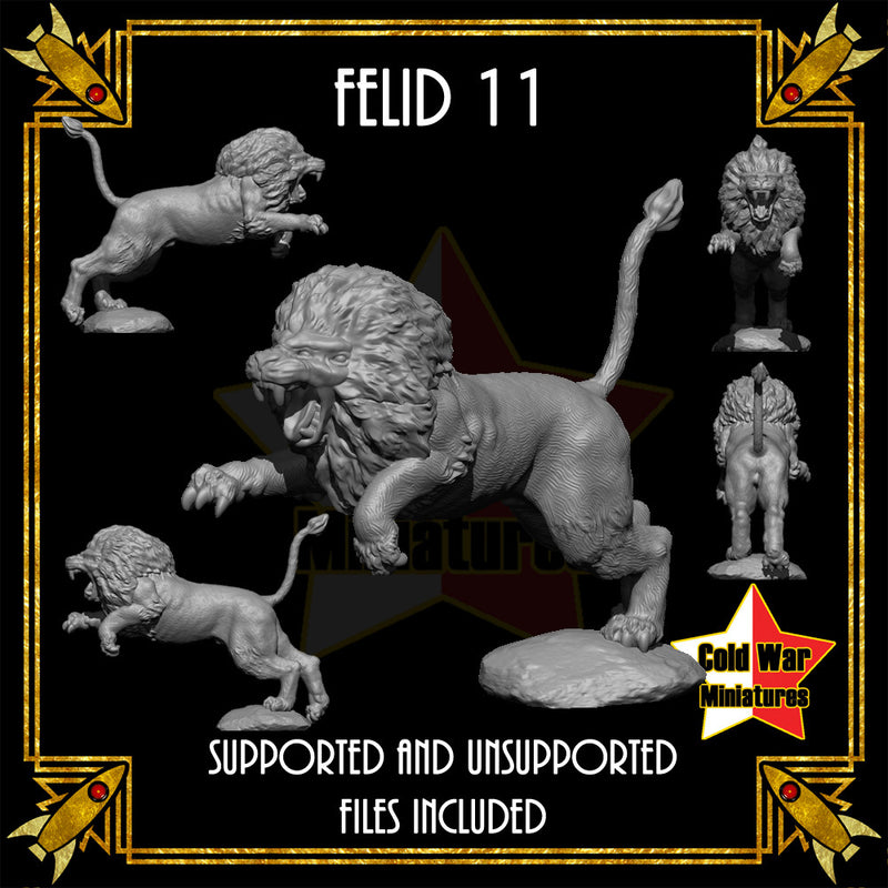 Felid 11 - Leaping 4 eyed Alien Lion - Only-Games