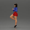 Confident Woman Strikes Dynamic Pose in mini jacket and mini skirt - Only-Games