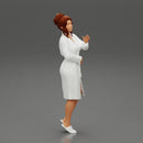 woman in a white bathrobe standing - Only-Games