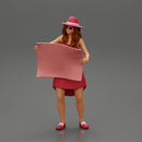 travel woman in hat and dress with sun glasses holding a map and looking to the map - Only-Games
