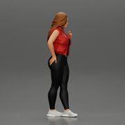 Beautiful woman with long hair in a bodysuit with an open vest - Only-Games