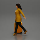 Business woman in manteau dragging suitcase  walking in airport terminal - Only-Games
