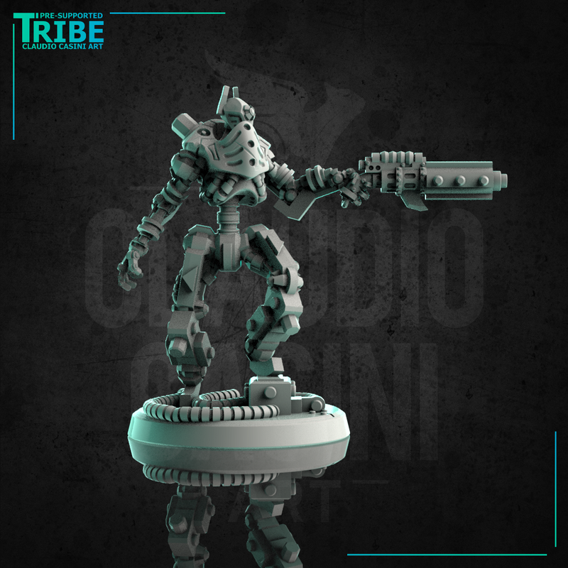 (0206) Male robot android mechanics cyber sci-fi with a rifle - Only-Games
