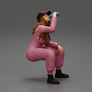 mechanic girl sitting and drinking water in suit and cap - Only-Games