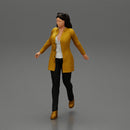 Business woman in manteau dragging suitcase  walking in airport terminal - Only-Games