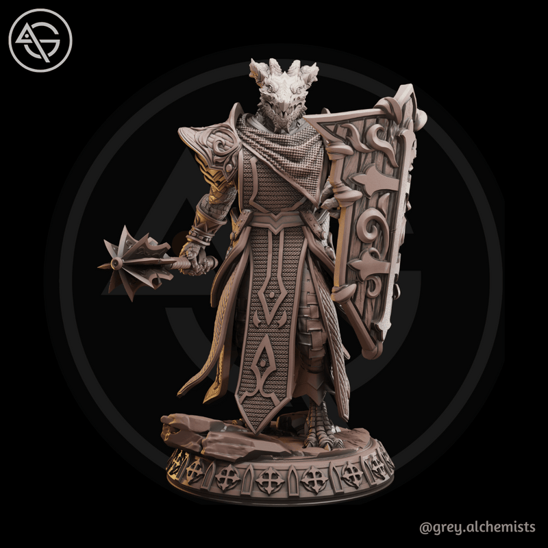 Dralag the Dragonborn Paladin - Fantasy Resin Miniature in 75mm - DnD