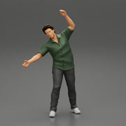 young man in a shirt and pants dancing - Only-Games