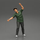 young man in a shirt and pants dancing - Only-Games