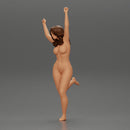Naked happy girl Standing on One Leg - Only-Games