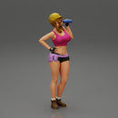 Sexy girl mechanic drinks water during a break - Only-Games