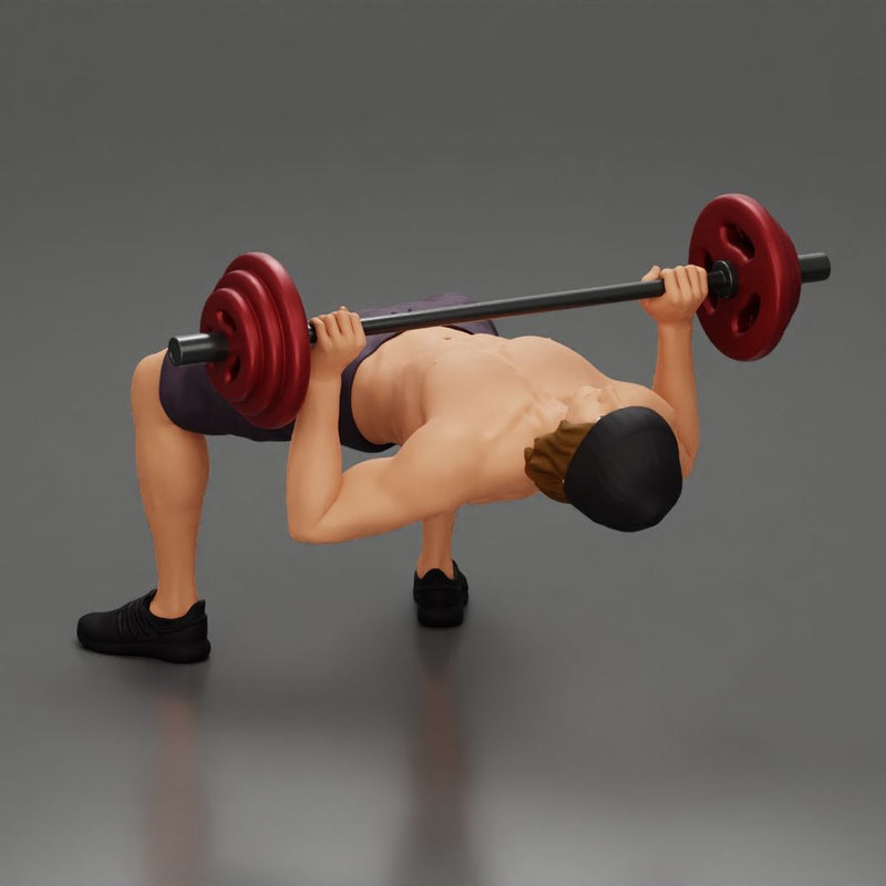 Muscular Man Demonstrates Perfect Bench Press Form in hat and shorts