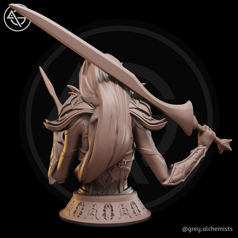 Rina the Drow Demon Hunter Bust - Fantasy Resin Miniature - 90mm/3.54" Height - DnD