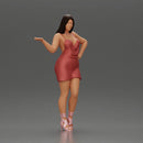 Elegant Woman in mini Dress with Gesturing Hand - Only-Games