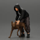 gangster homie in hoodie and short with his dog on the street - Only-Games