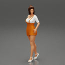 Sensual Girl walking in Denim Overall - Only-Games