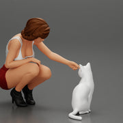 Beautiful girl Sit Near Her Cat - Only-Games