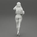 Pretty Woman in Leather Jacket and neck warmer - Only-Games