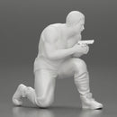 Gangster in pants sitting and holding a gun hides behind the car - Only-Games