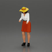 fashionable woman in hat and skirt is reaching for something - Only-Games