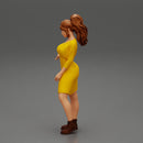 woman explaining pose wearing dress and boot - Only-Games