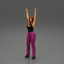 Young girl raised up two hands with sign of the horns - Only-Games