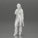 beautiful girl in large jeans and a long coat thinking - Only-Games