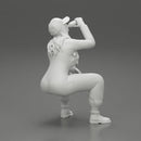 mechanic girl sitting and drinking water in suit and cap - Only-Games