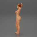 Naked girl posing and riding on the surfboard at the beach - Only-Games