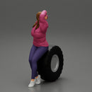 sexy girl in jacket and pants sitting  and hands in hair - Only-Games