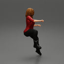 beautiful woman in jacket sitting and driving a motorbike - Only-Games