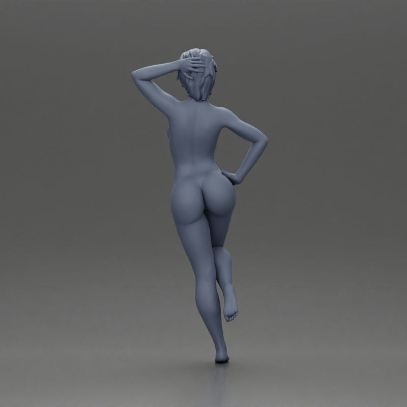 Naked girl with short hair leaning on a car - Only-Games