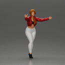Confident woman in red jacket white leggings striking a pose - Only-Games