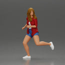 Afraid young woman running in an open shirt and shorts with a determined expression - Only-Games