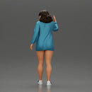 Sexy girl in a long shirt and shoes walks by waving hello to someone - Only-Games